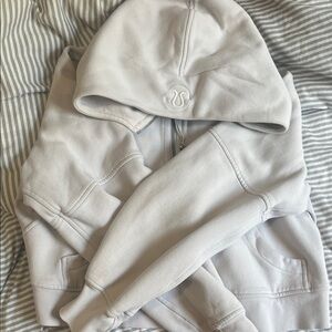 lululemon athletica Off-the-Shoulder Hoodie in Light Gray